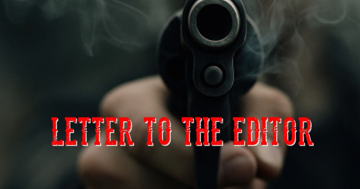Letter to the editor graphic with gun.