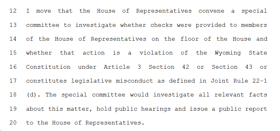 Rep Provenza's motion to create investigative committee