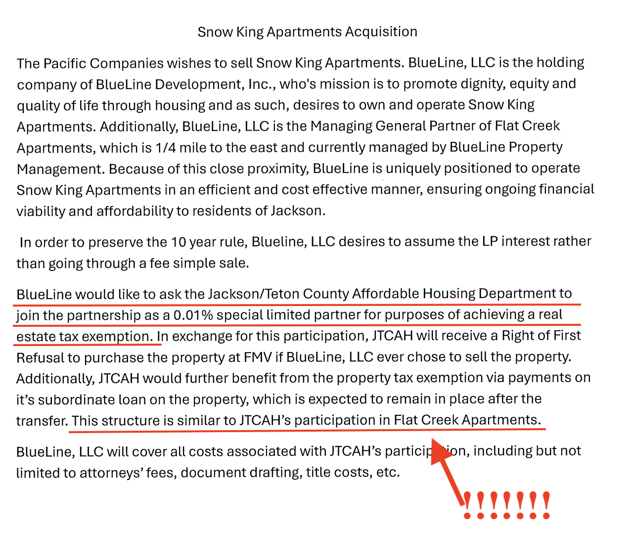 Snow King Apartments .0001 Aquisition
