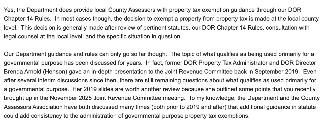 Email from WY Department of Revenue