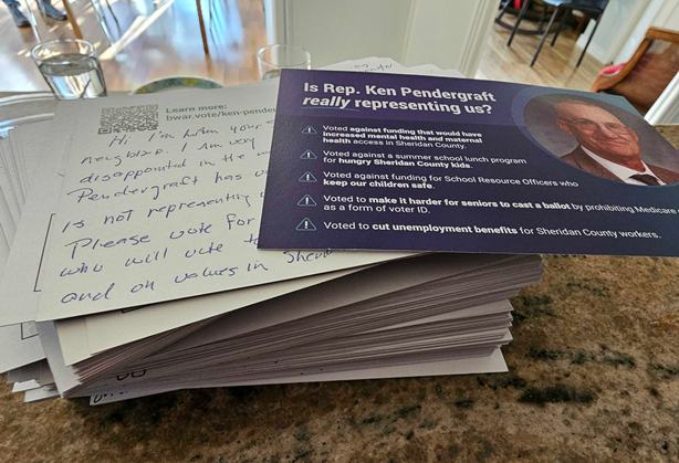 Postcards about Rep Pendergraft that purport to be from 
