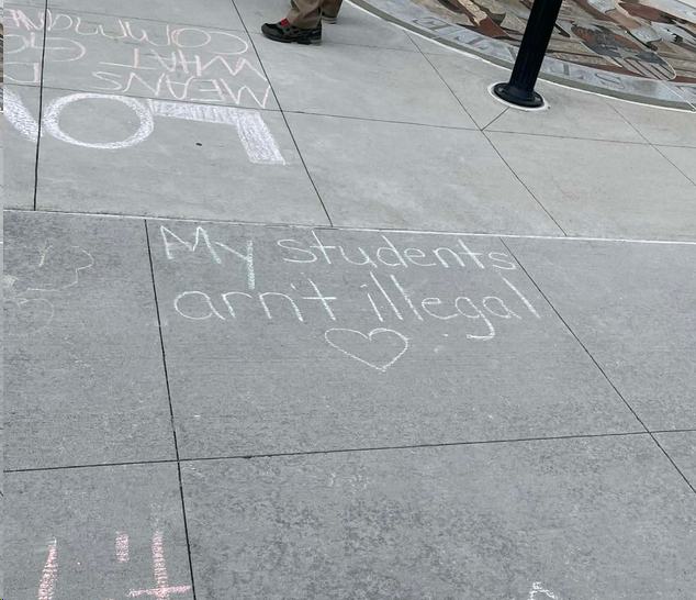 Sidewalk chalk by the Wyoming Great Seal