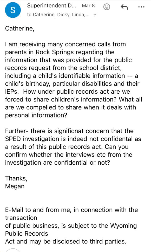Email from Superintendent Degenfelder