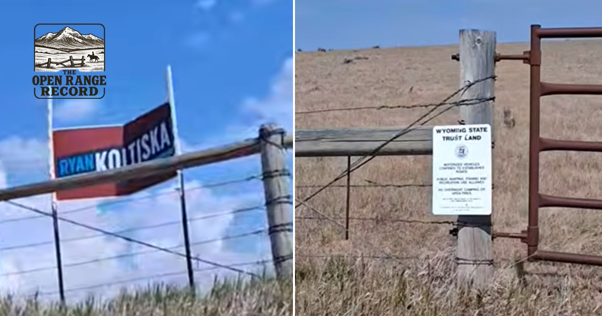 Ryan Koltiska sign on Wyoming State land.