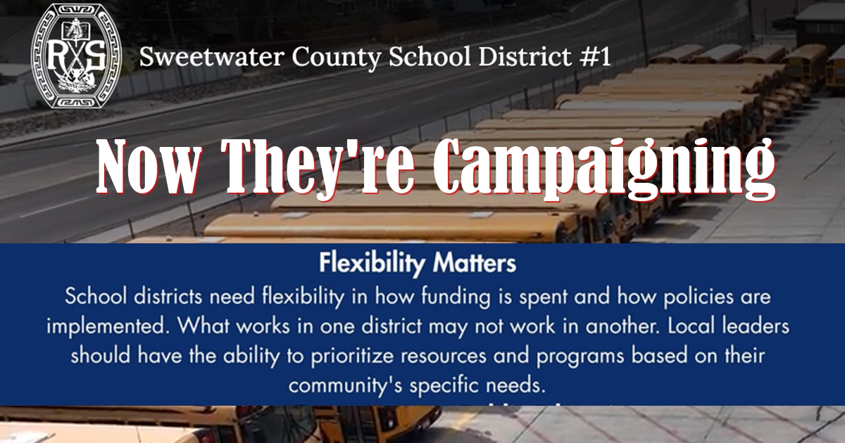 Sweetwater County School District 1 image with screenshot from an Aug 4 Facebook post.