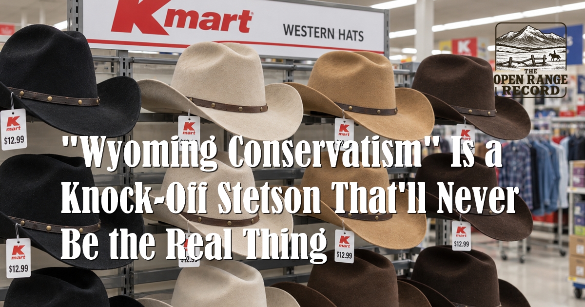 AI Image of a rack of department store cowboy hats