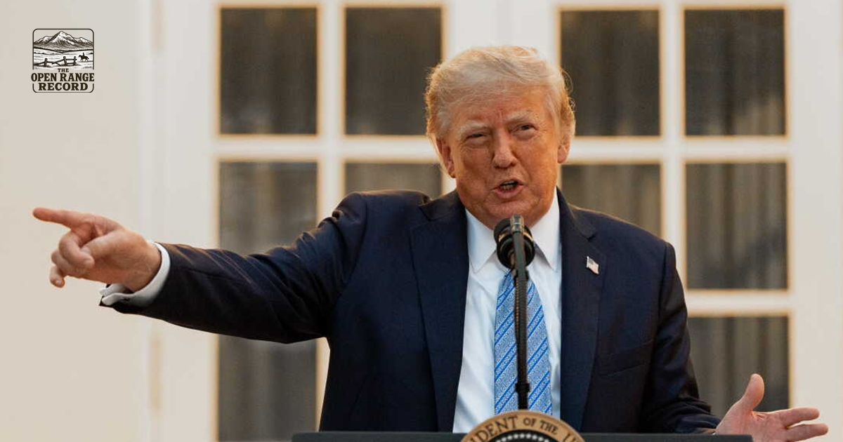President Trump speaking in front of the White House