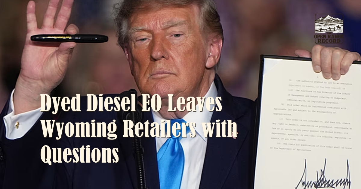 President Donald Trump holding his dyed-diesel executive order