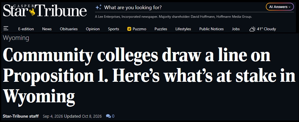 Headline in Casper Star Tribune