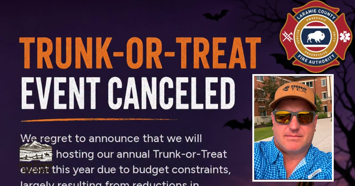 LCFD fire chief Jason Caughey and Facebook graphic announcing event cancellation