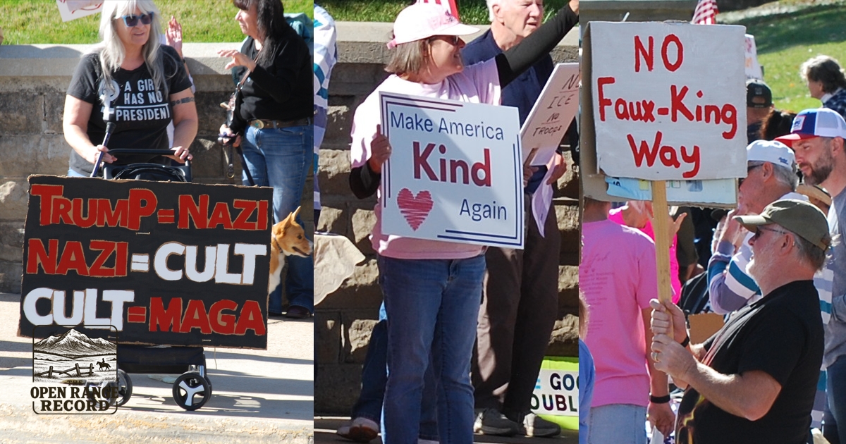 Signs at the Sheridan County Democrat Party Oct 17 protest